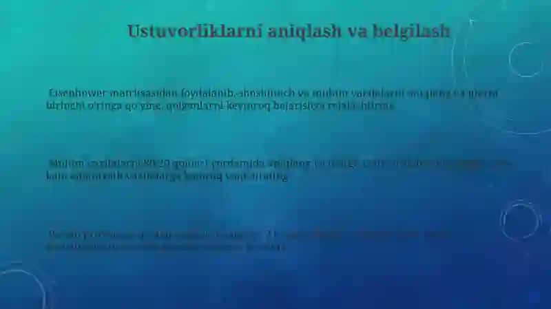 Vaqtni unumli boshqarish sirlarining muhimligi 3