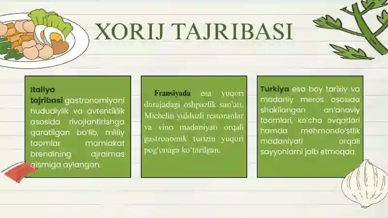 Turizmda raqabotni oshirishda gastronomiyaning ahamiyati 3