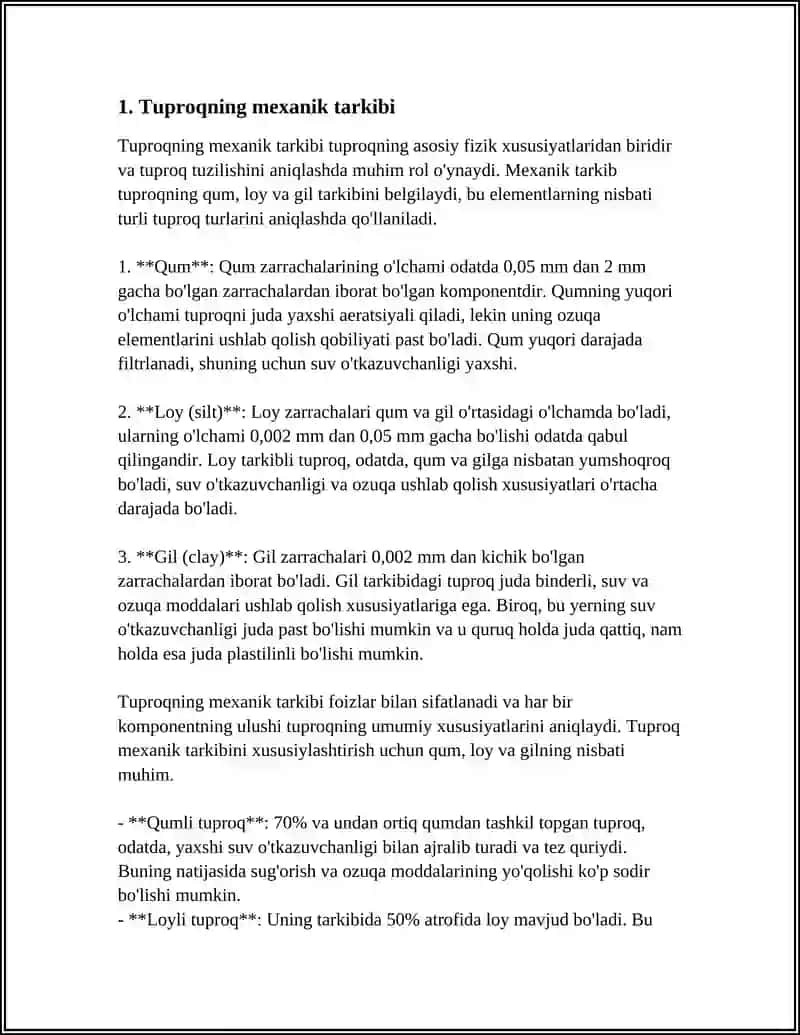 REFERAT Mavzu: TUPROQ VA UNING XUSUSIYATLARI 3