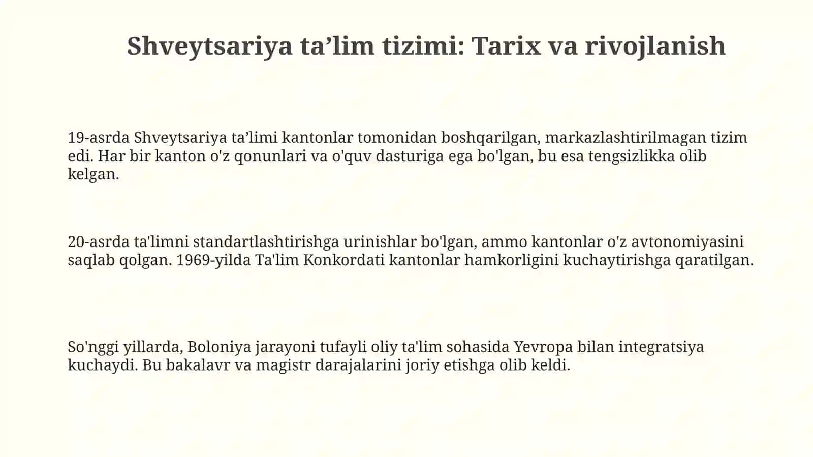 Shveytsariya ta'lim tizimi 3
