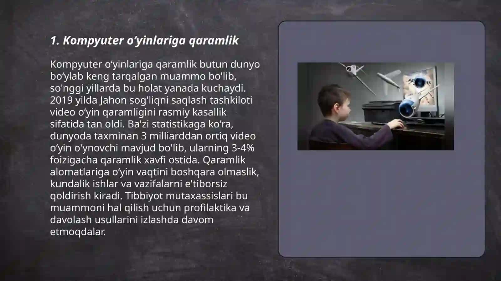 Kompyuter va virtual oʻyinlarning asoratlari 3