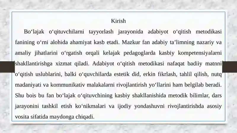 Adabiyot o'qitish metodikasi 3