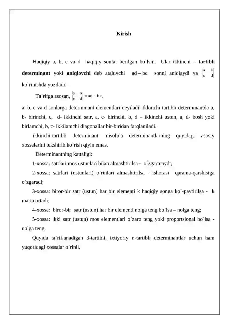 Uchinchi-tartibli determinantlar 3