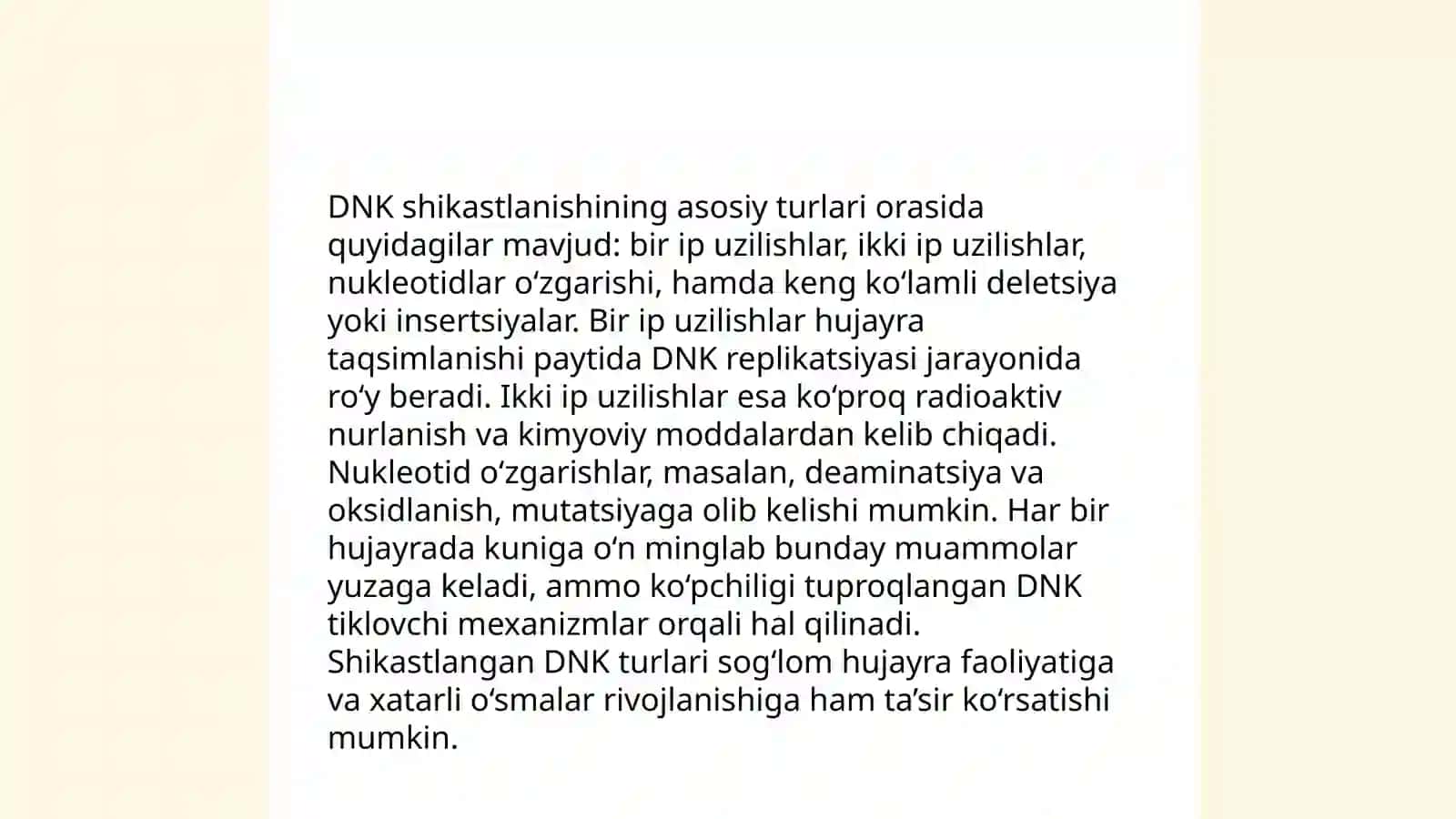 DNK shikastlanishi va reperatsiyasi. DNK kometa metodi 3