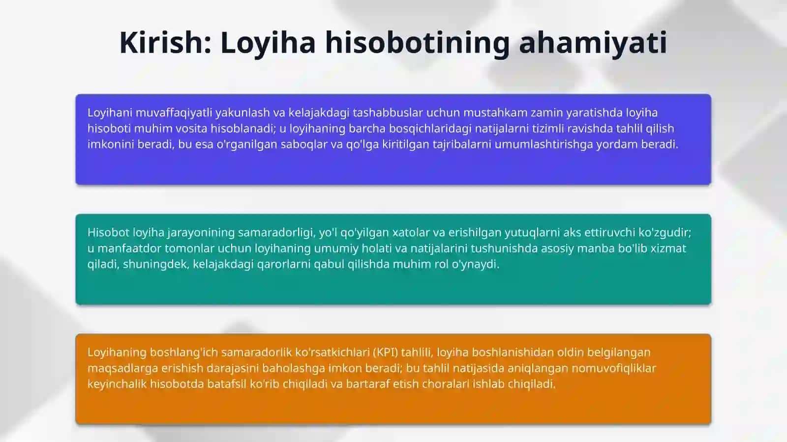 Loyihani hisobotini tayyorlash. 3