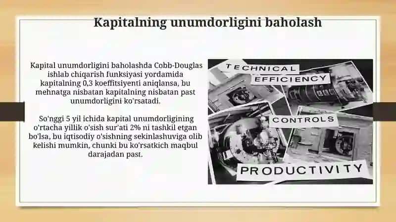 Makroiqtisodiy indrkatorlarni ishlab chiqarish funksiyalari yordamida tadqiq qilish 3