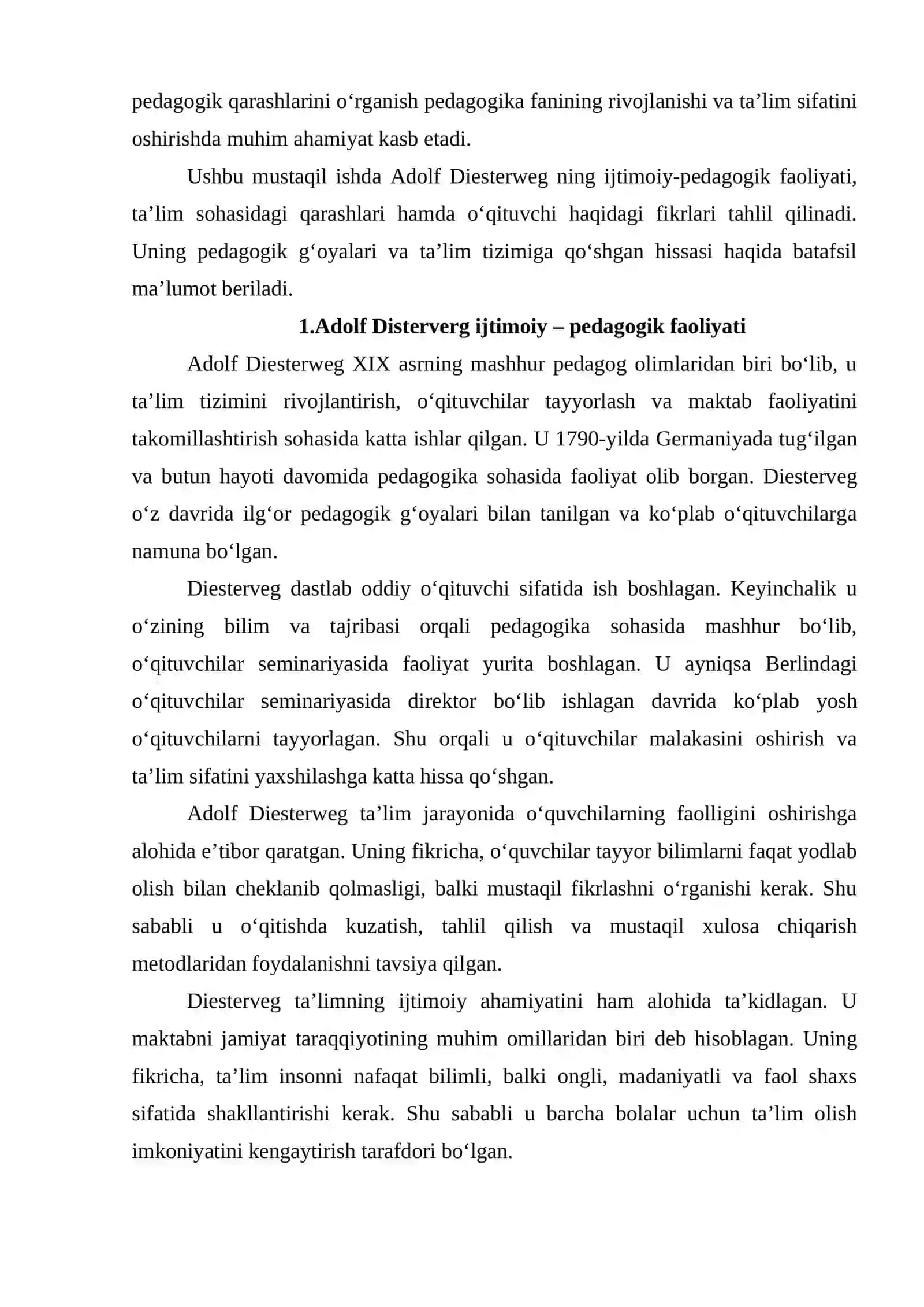 Adolf Disterverg ijtimoiy - pedagogik asoslari 3