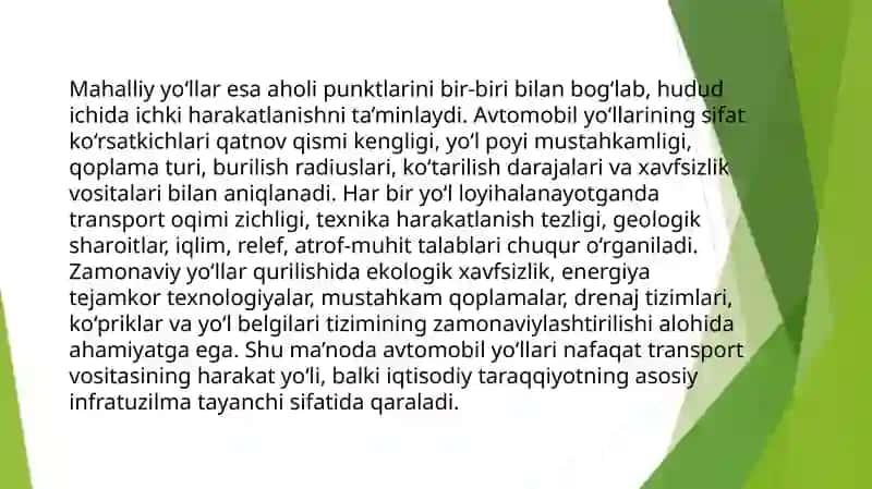 Avtomobilyo‘llari haqida umumiy tushunchalar 3