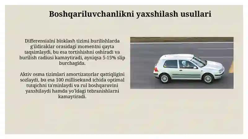 Avtomobilning boshqariluvchanligi 3