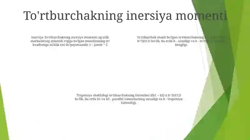 ToʻRtburchak Formulasi Va Inersiya Momenti 3