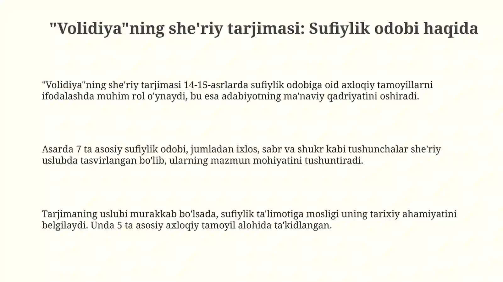 "Volidiya" she'riy tarjimasida tariqat odobi haqida 3