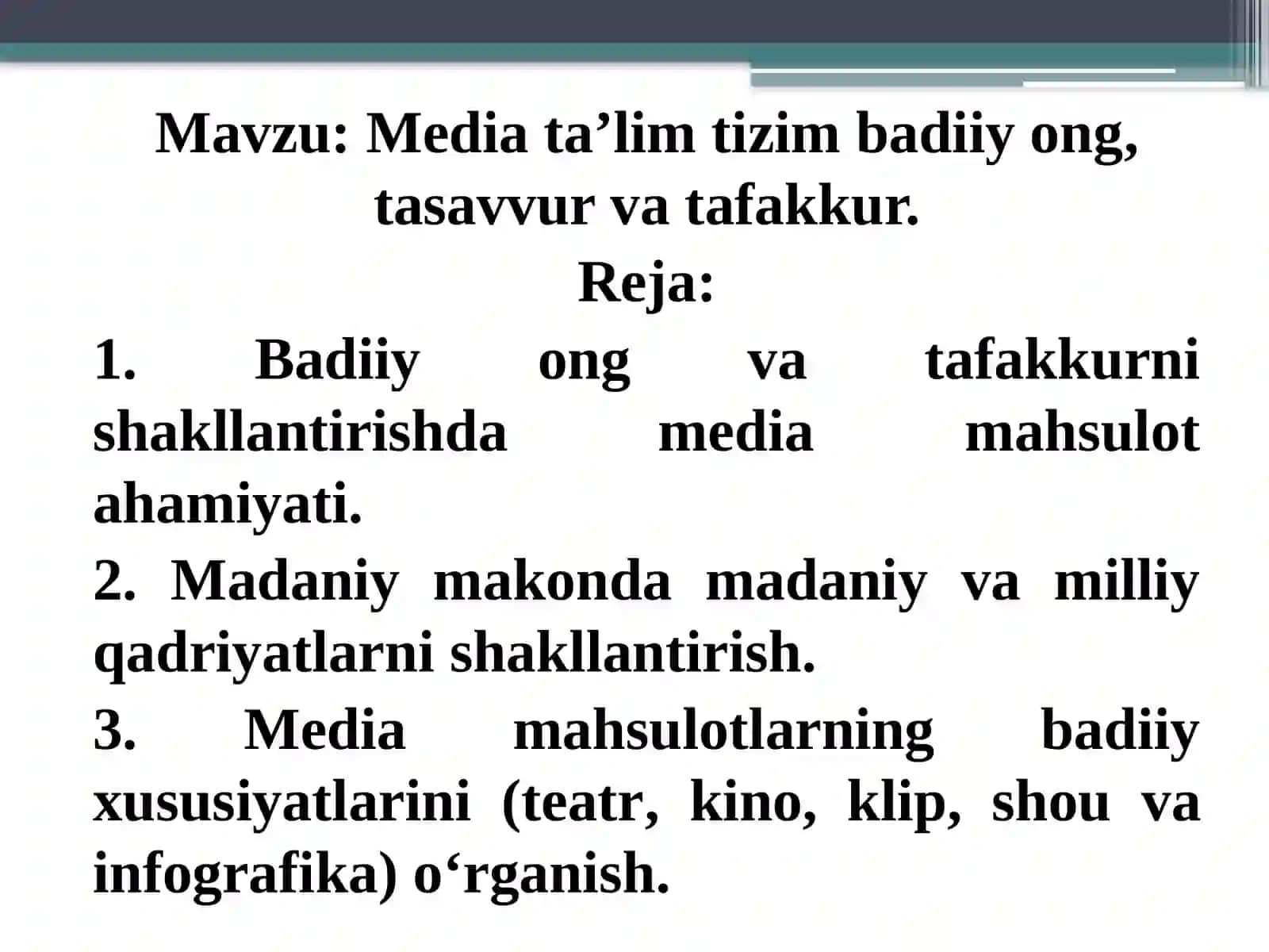 Mediata’lim tizimbadiiyong, tasavvur va tafakkur 3