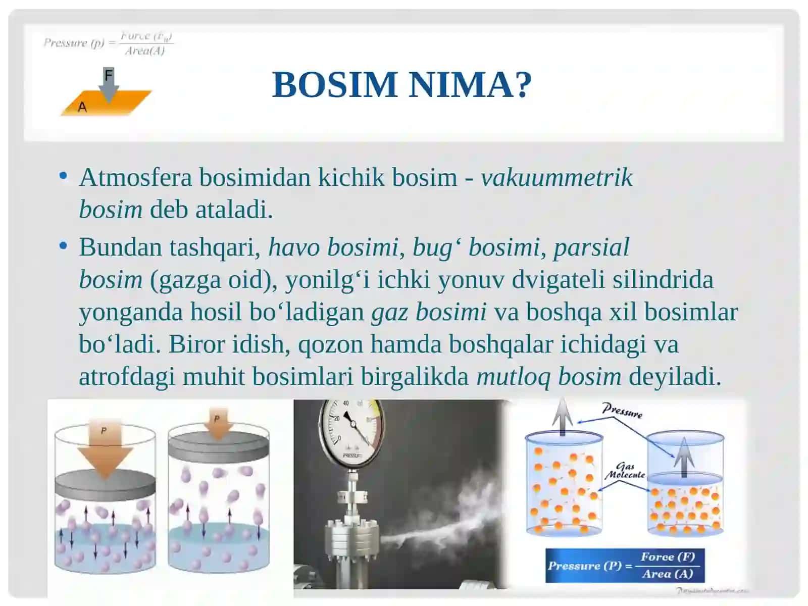 Bosim va uning o'lchov birliklari 3