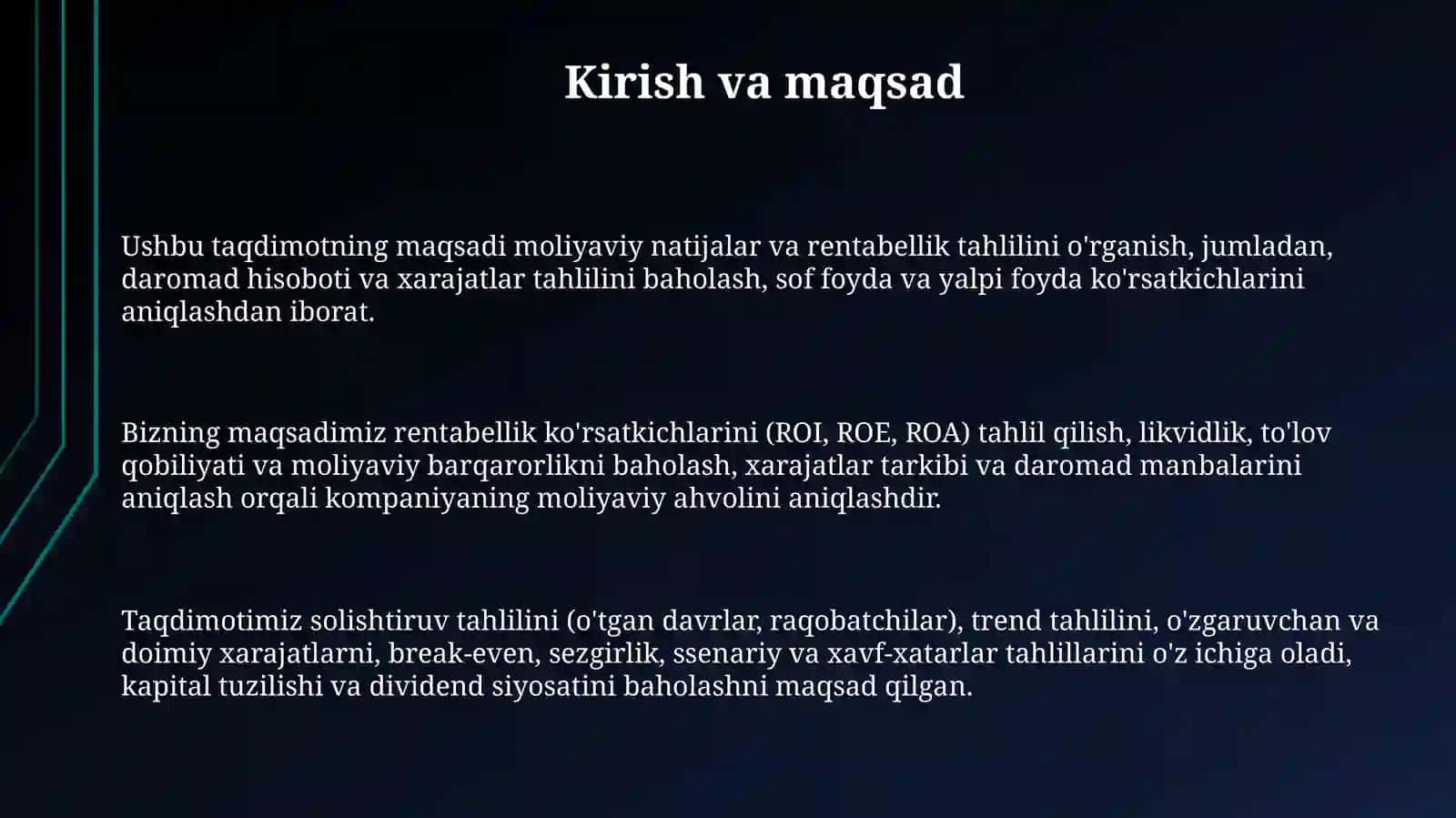 Moliyaviy natijalar varentabelliktahlili 3