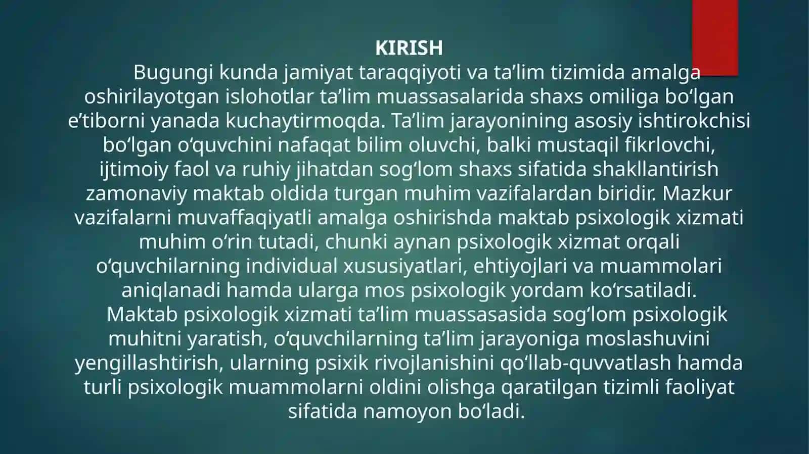 MAKTAB PSIXOLOG XIZMATINING ASOSIY MODELLARI 3