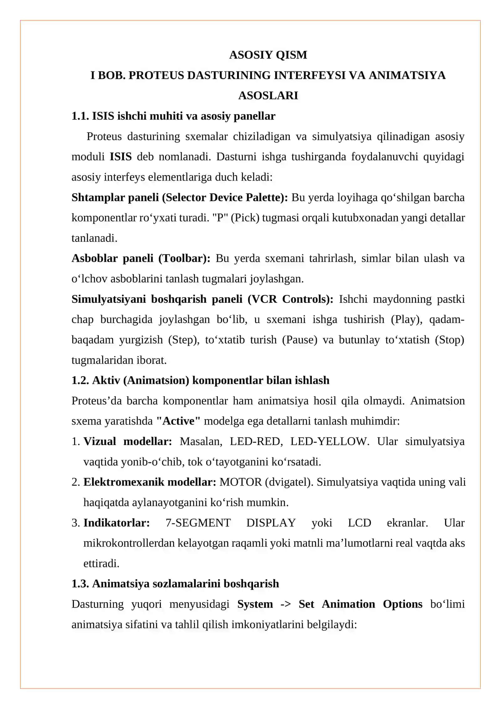Proteus dasturining interfeysi va animatsiya asoslari 3