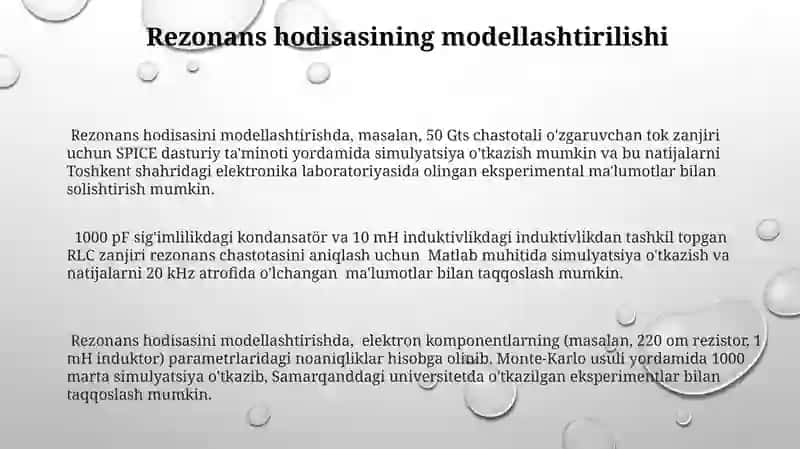 Ozgaruvchan tok zanjiridagi rezonans hodisalar 3