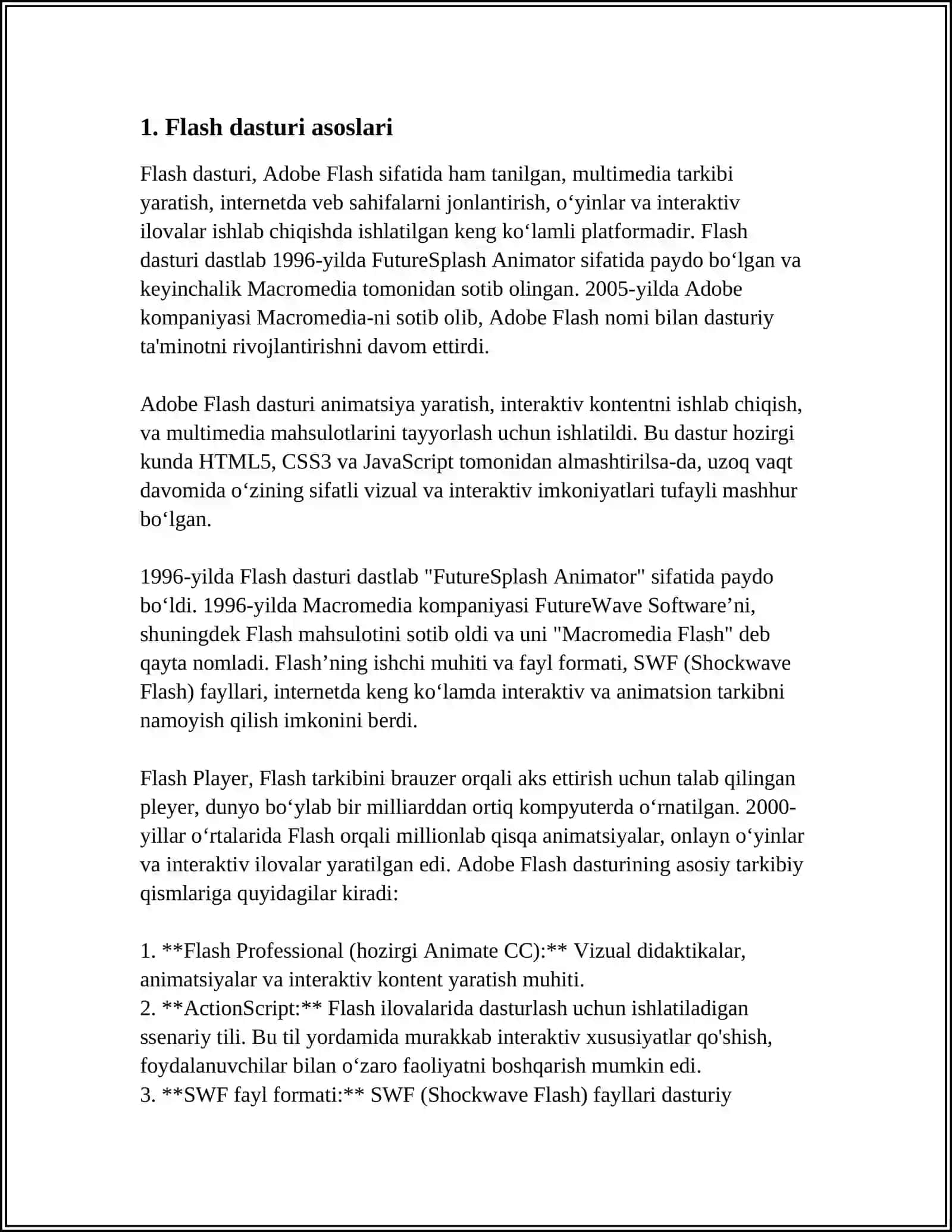 MULTIMEDIA MAXSULOTLARINI YARATISH DASTURI FLASH DASTURI 3