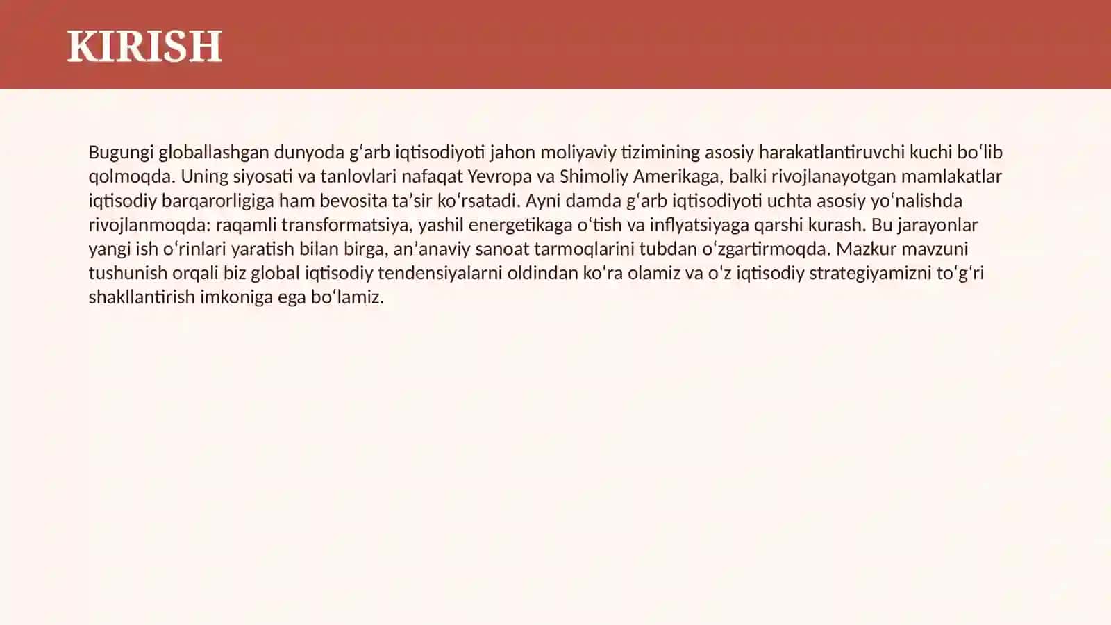 HOZIRGI ZAMON G'ARB IQTISODIYOTI VA UNING ASOSIY YO’NALISHLARI 3