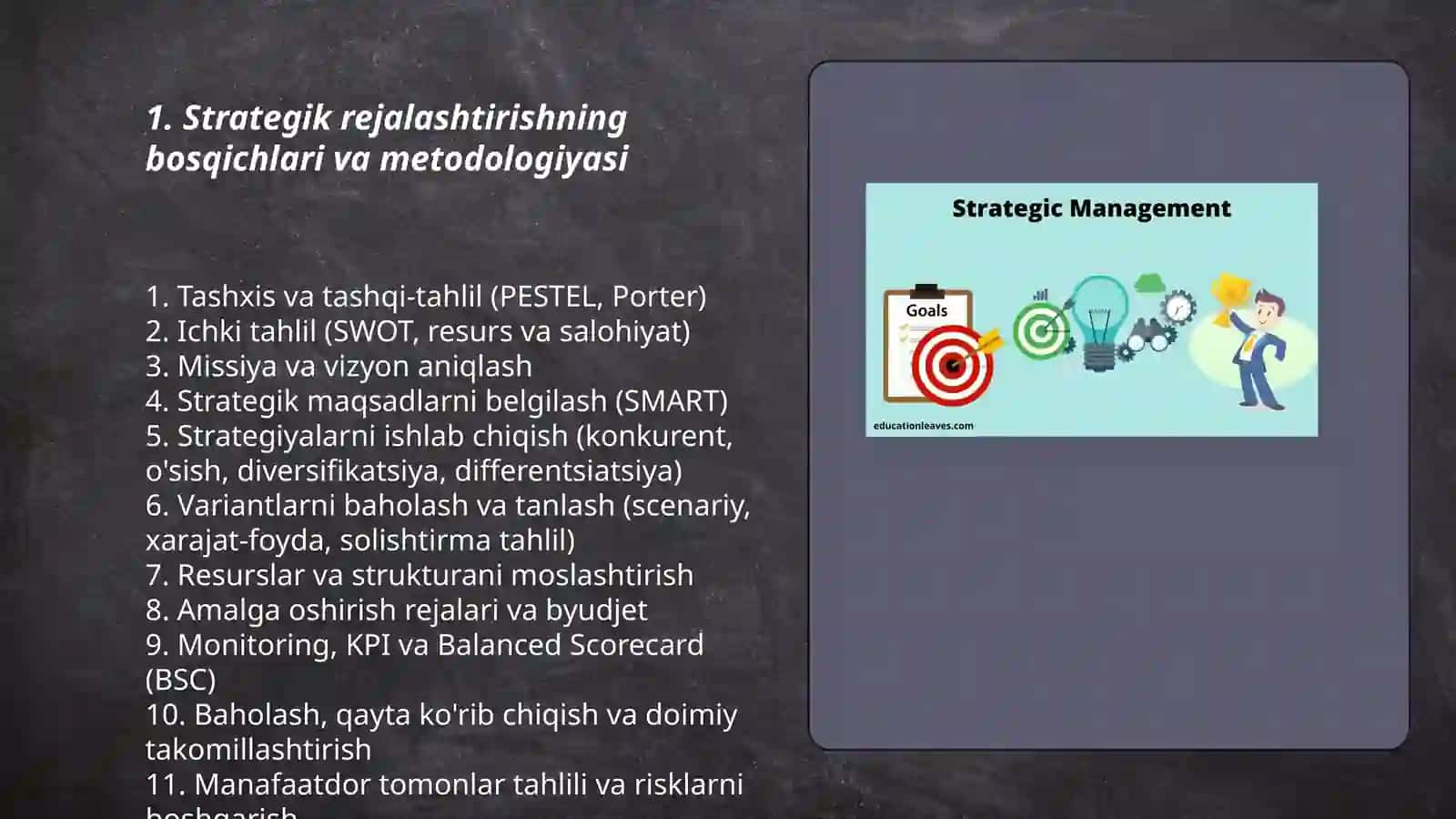 Strategik rejalashtirishning bosqichlari va metodologiyasi 3