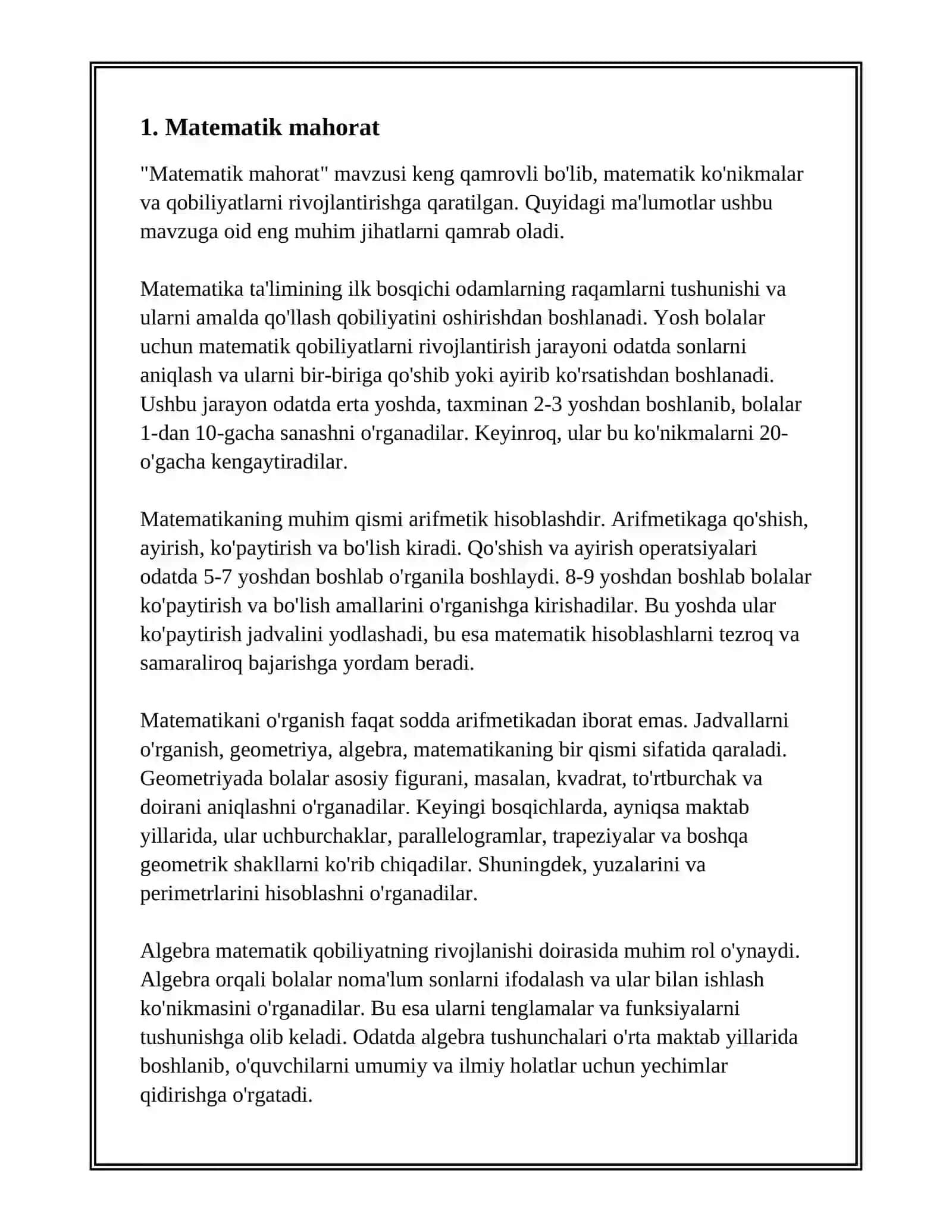 MUSTAQIL ISH Mavzu: MAHORAT DARSLARI 3