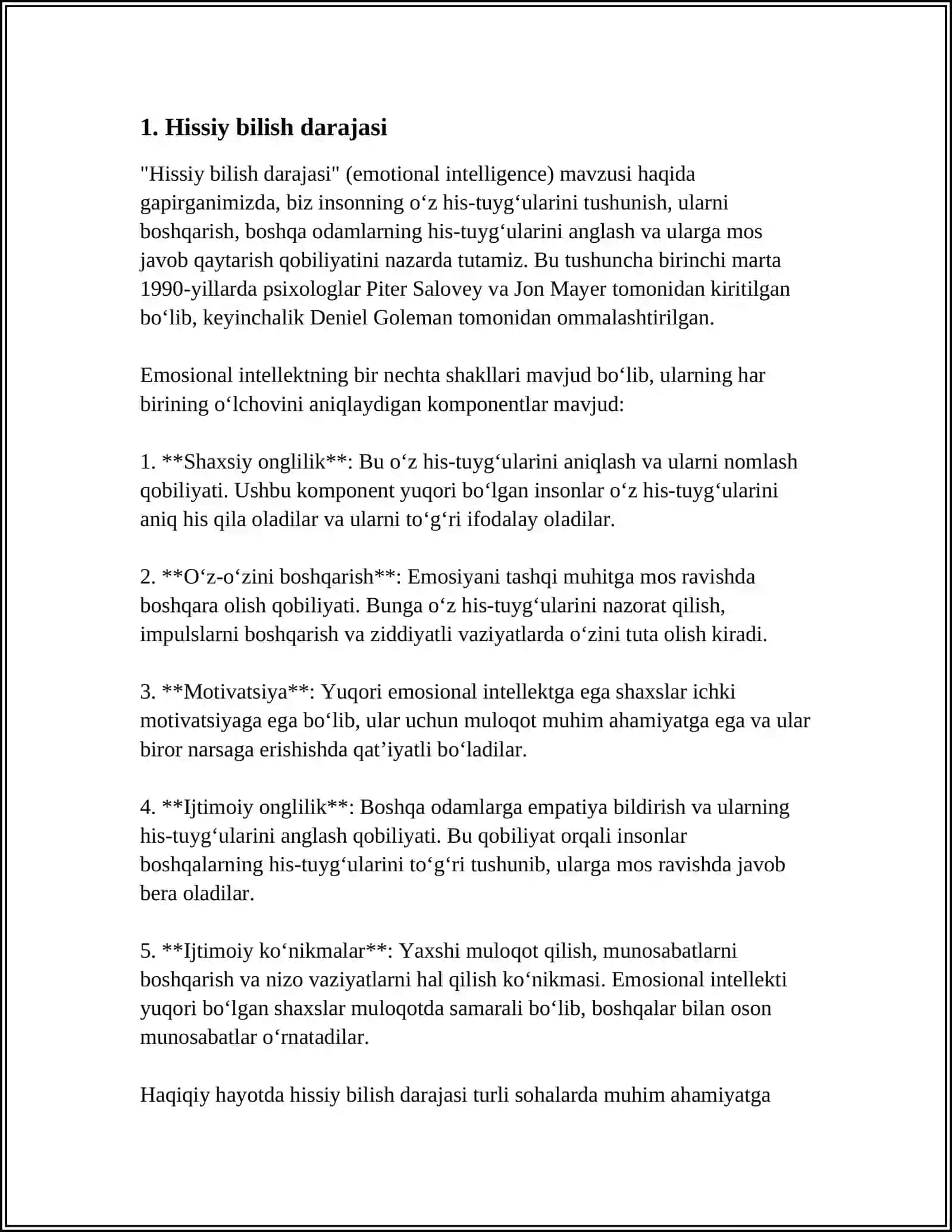 Hissiy bilish darajasi (Emotional Intelligence) 3