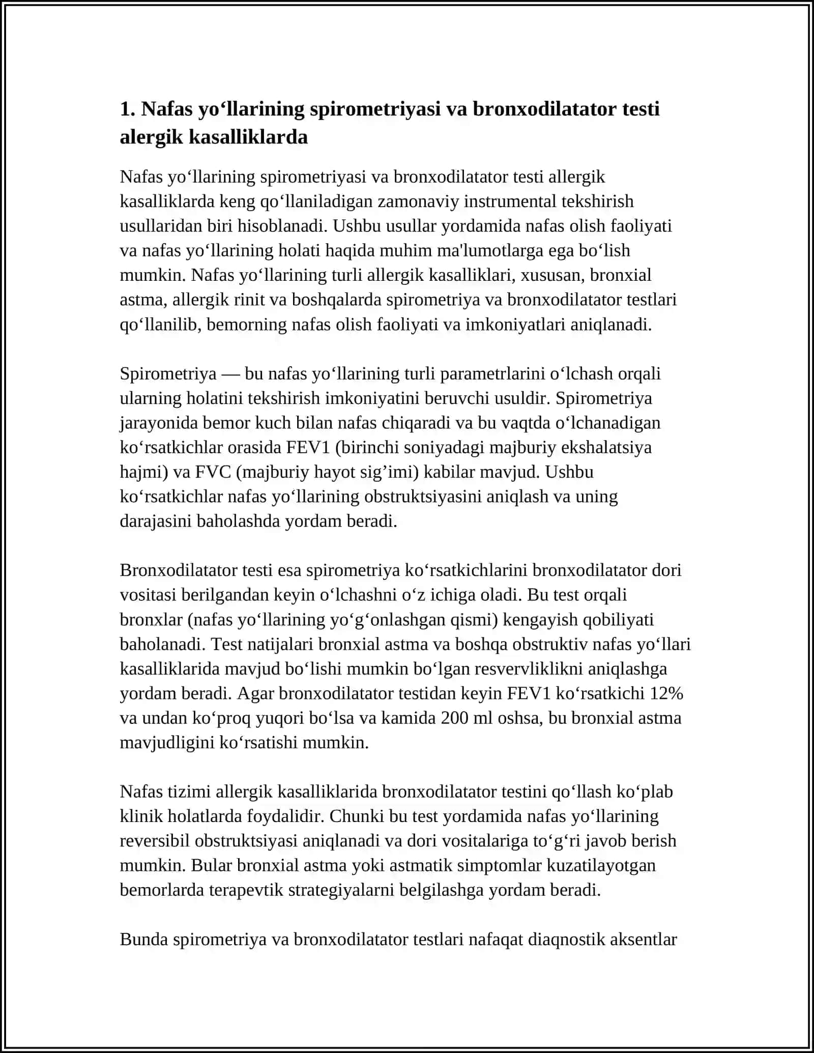 NAFAS TIZIMINING ALLERGIK KASALLIKLARINI ZAMONAVIY LABORATOR VA INSTRUMENTAL TEKSHIRISH USULLARI 3