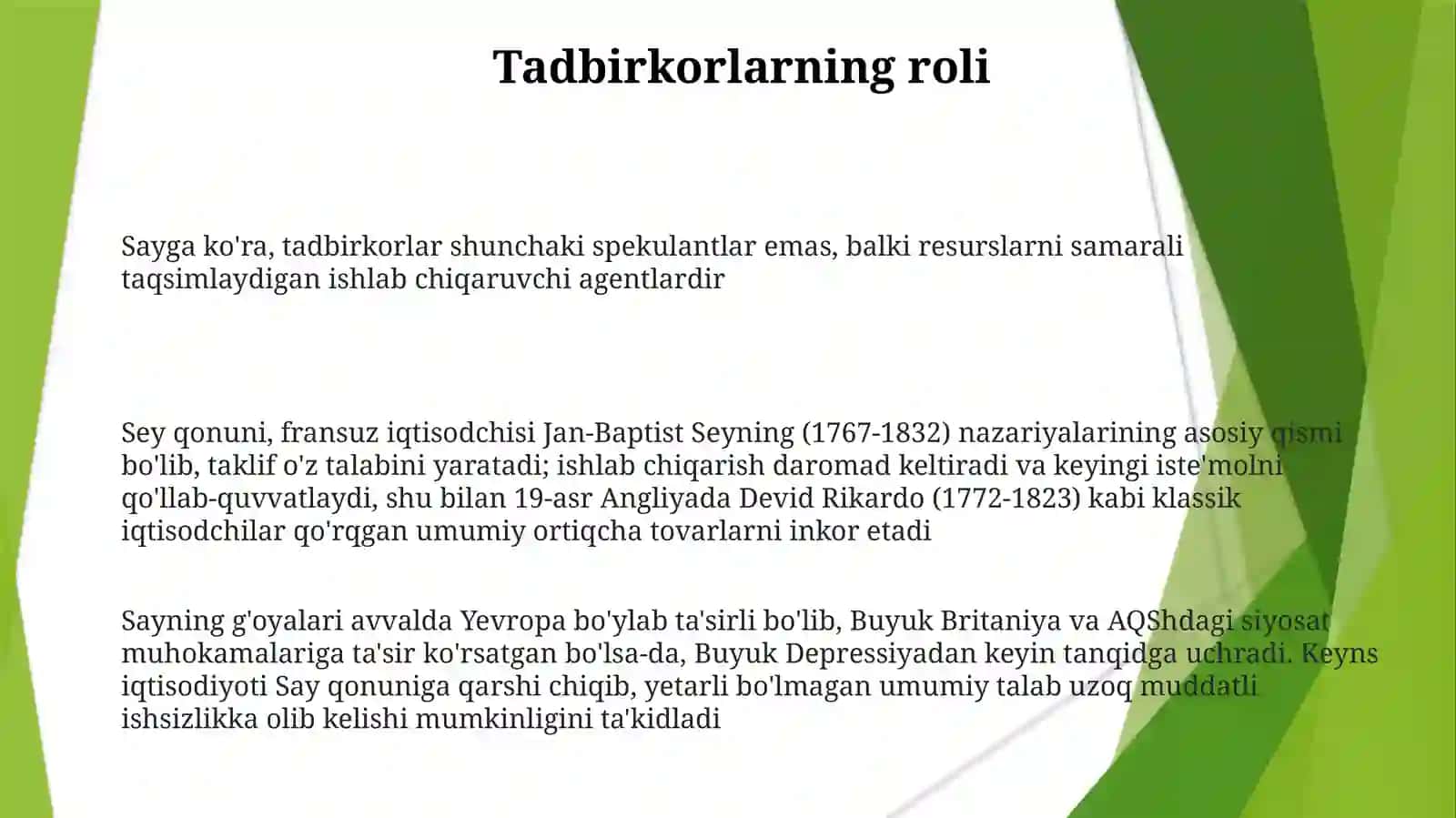 J.B.Seyning iqtisodiy nazariyalari 3