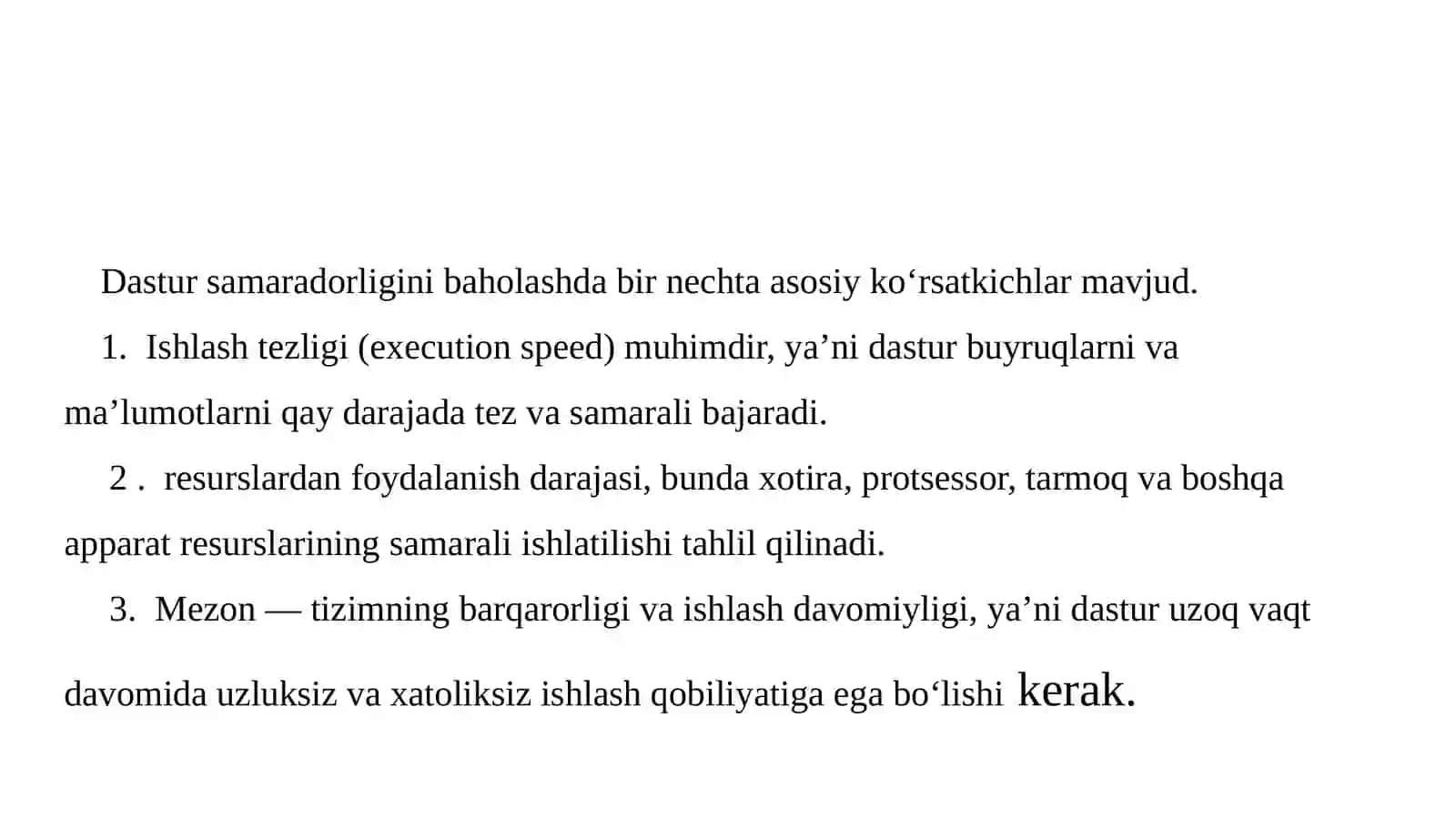 Dasturiy Ta’minotning Samarali Ishlashi 3