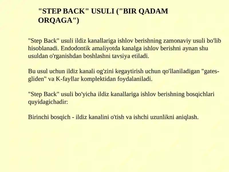 Ildiz kanalini apikal-koranal kengaytirish usullari 3