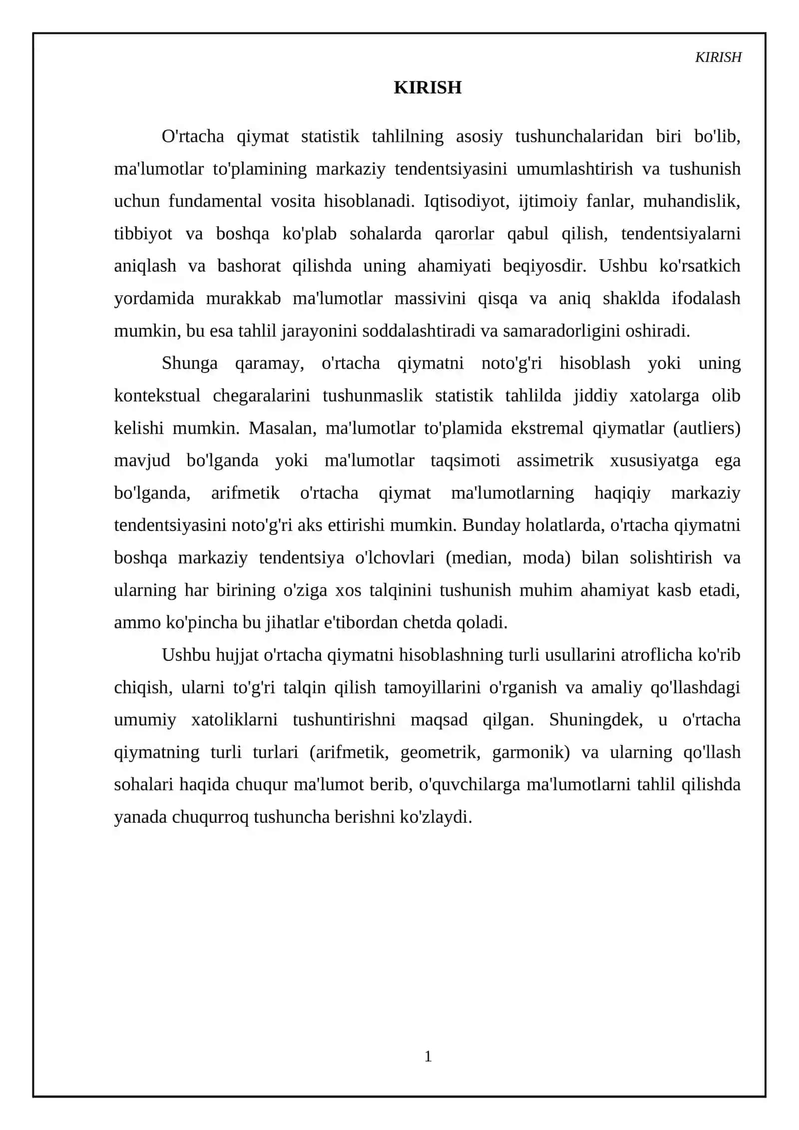 O'rtacha qiymatni hisoblash va talqin qilish 3