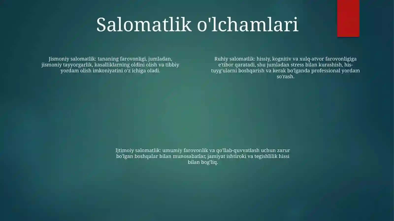 Salomatlikning ta'rifi 3