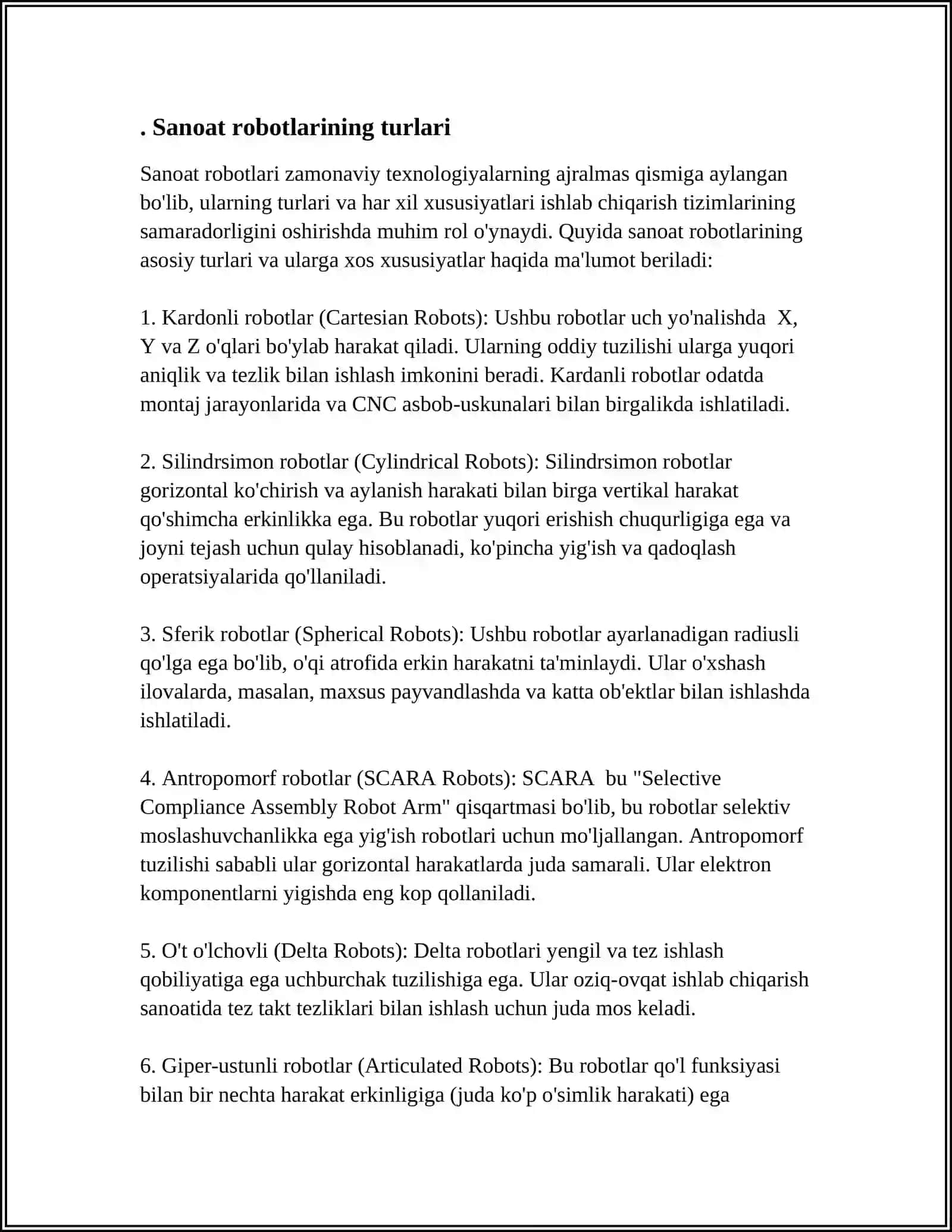 Sanoat Roboti va uning Strukturasi 3