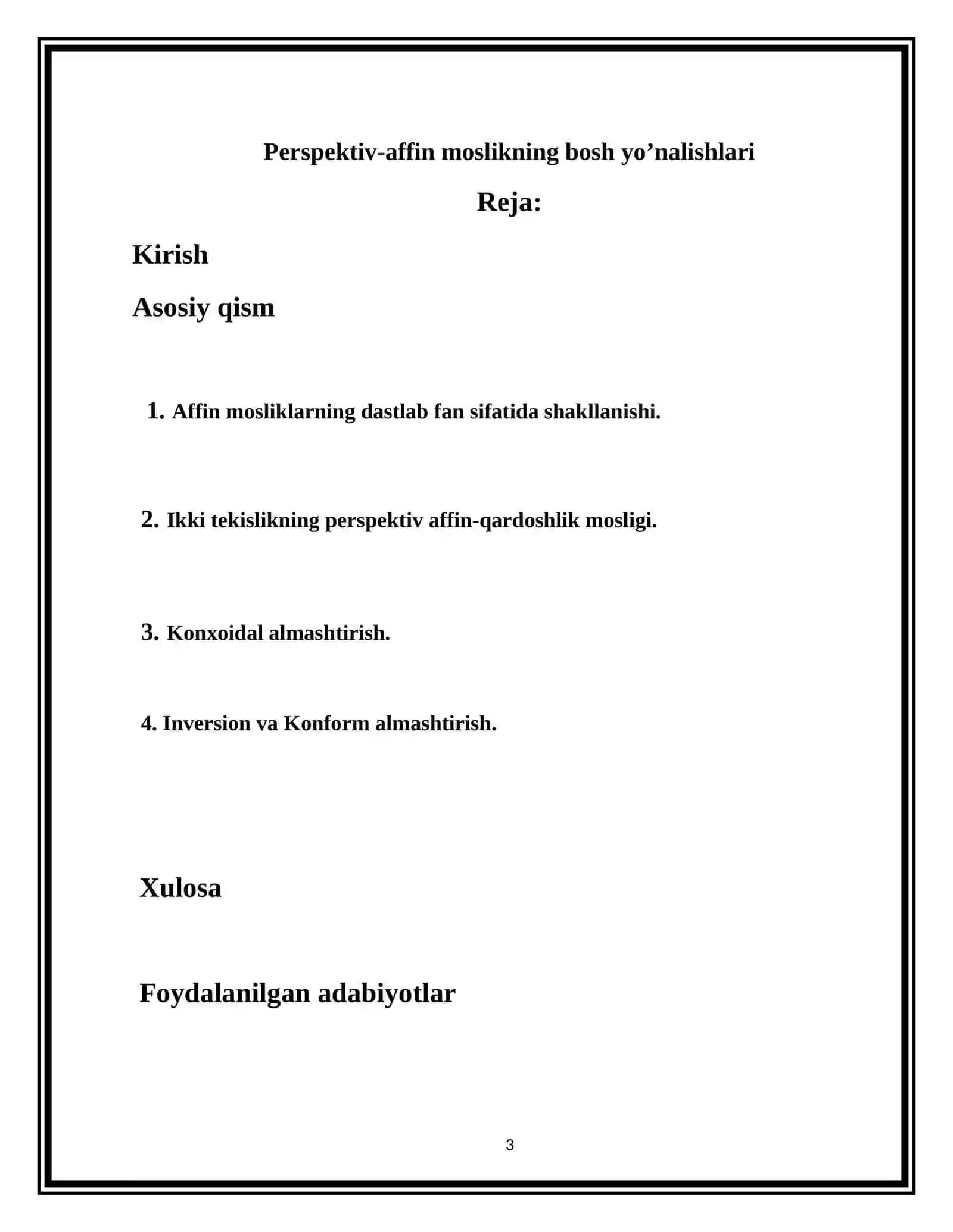 PERSPEKTIV-AFFIN MOSLIKNING BOSH YO’NALISHLARI 3
