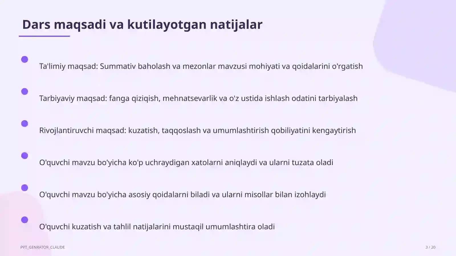 Summativ baholash va mezonlar 3