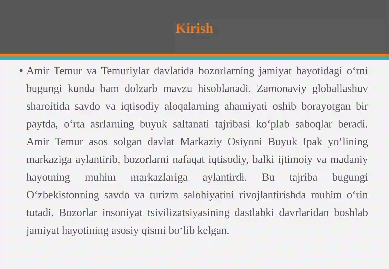 Amir Temur va Temuriylar davlatida bozorlar 3