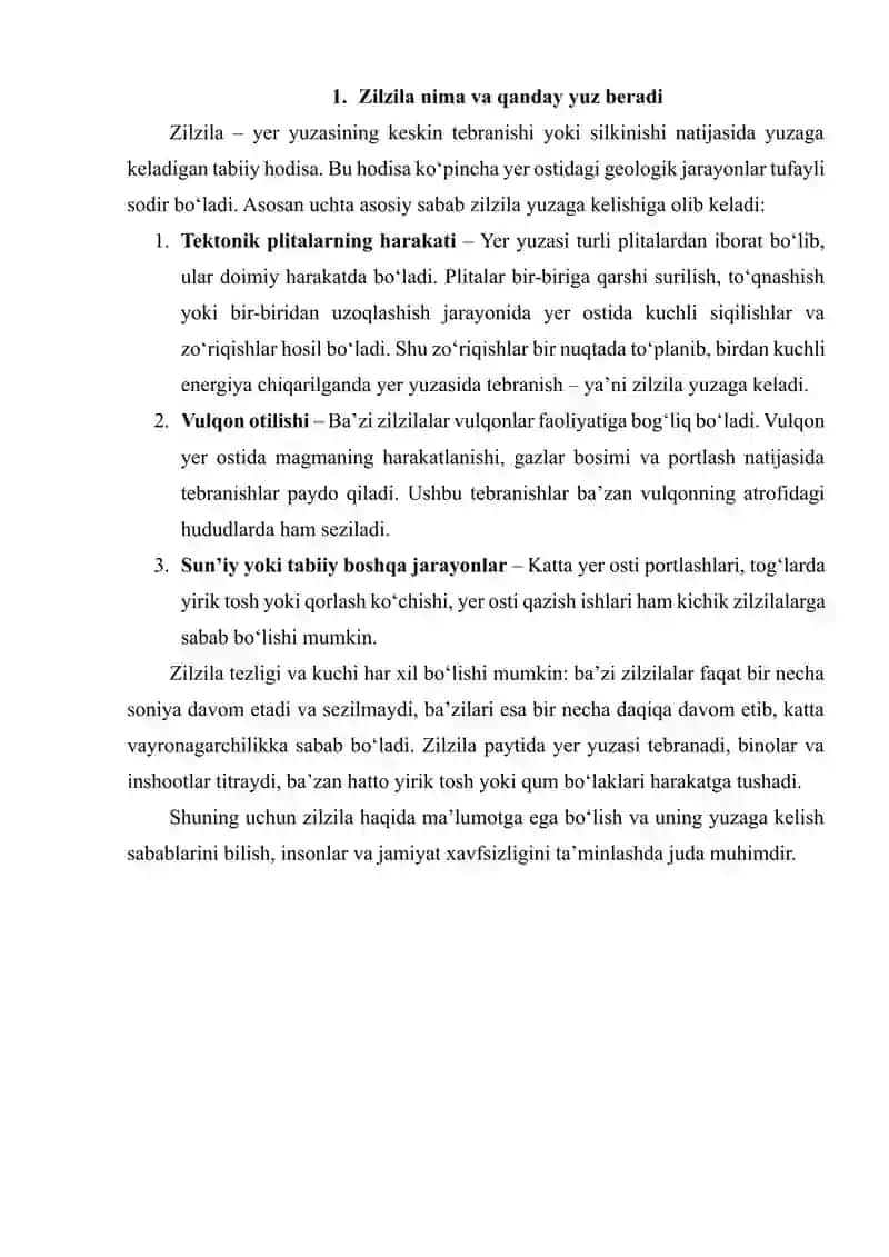 Zilzila va unda harakatlanish qoidalari 3