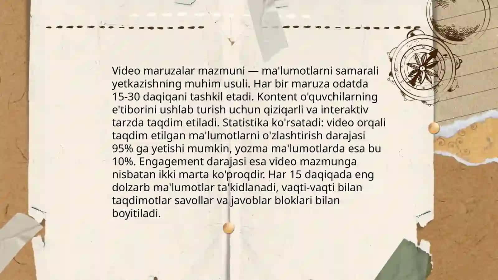 Video maruzalar va ularni tashkil etishga qo'yiladigan talablar 3