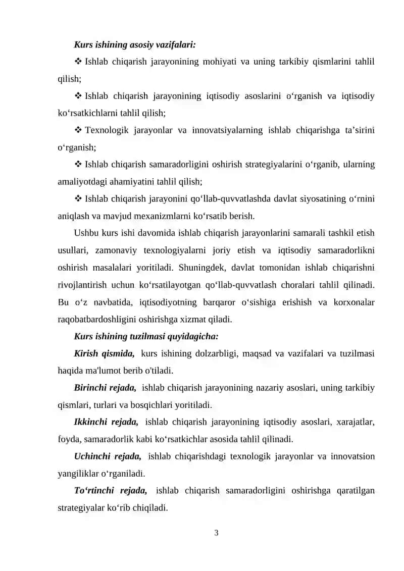 Ishlab chiqarish jarayonining mazmuni va uning iqtisodiy asoslari. 3