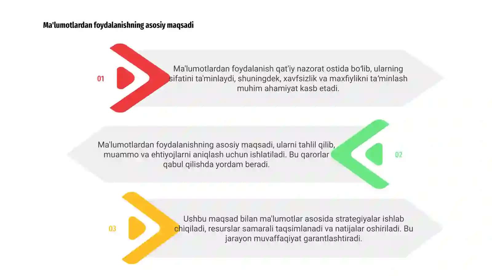 Ma'lumotlardan foydalanishning asosiy maqsadi 3