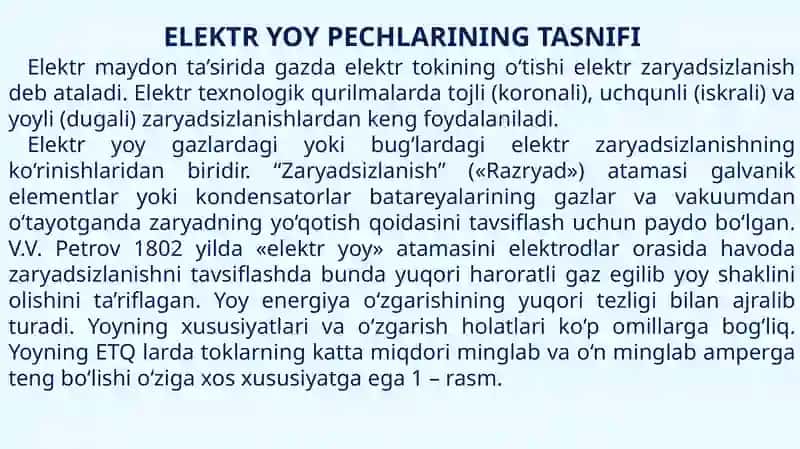 ELEKTR YOY PECHLARINING TASNIFI 3