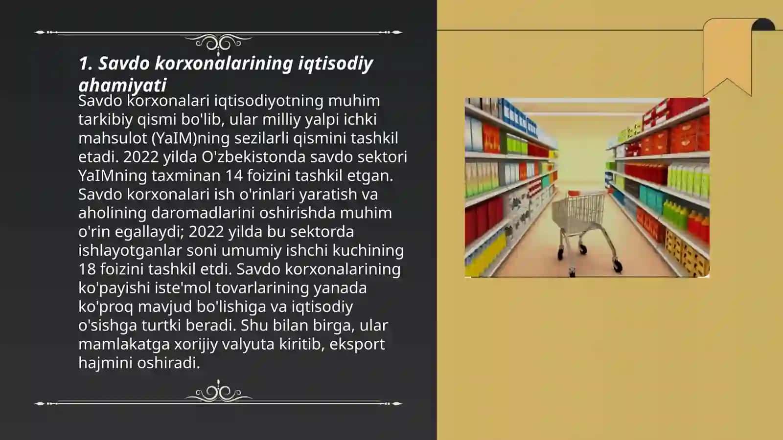 Savdo korxonalarining iqtisodiy ahamiyati 3