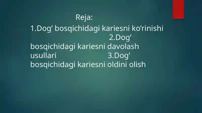 Dog’bosqichidagikariesni davolash va oldini olish 3
