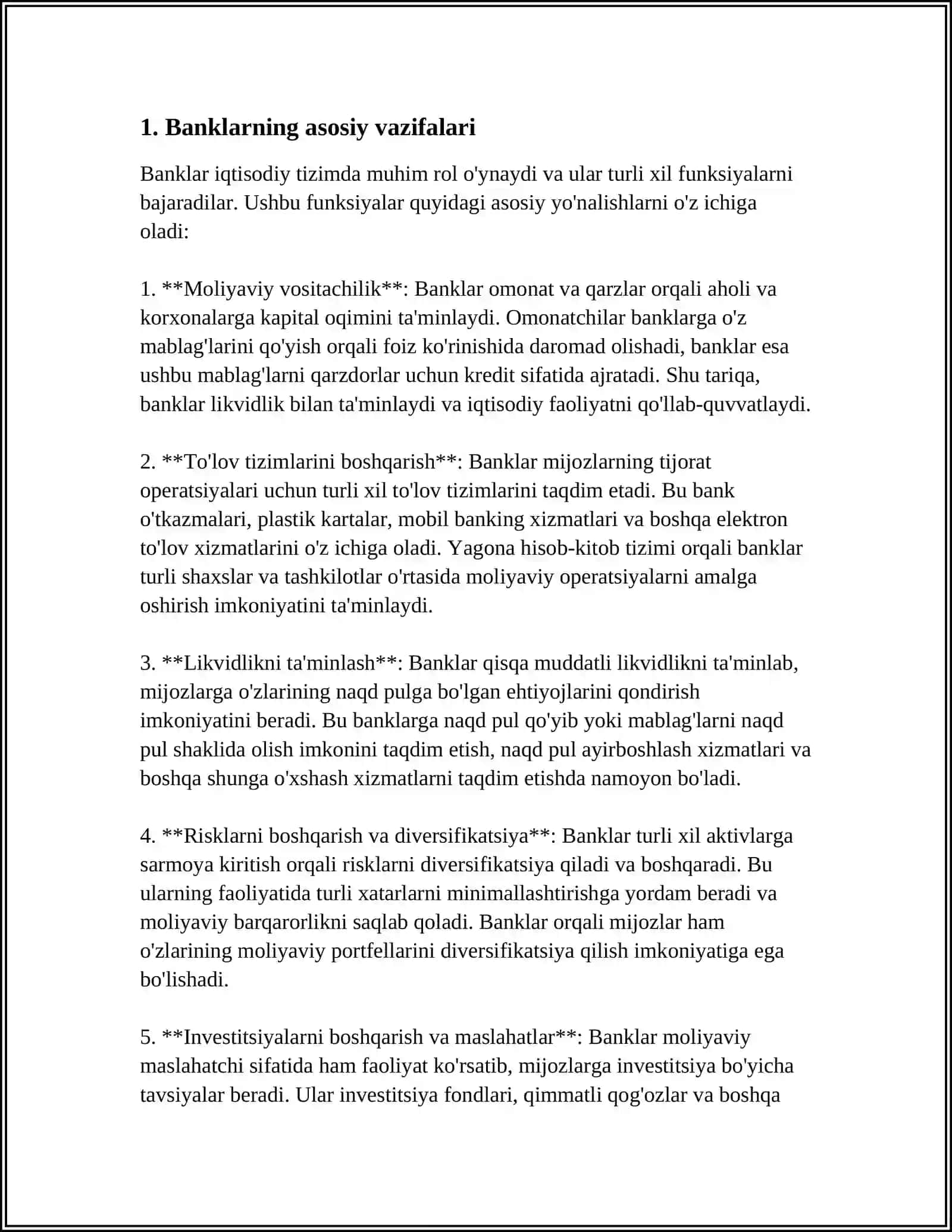 BANKLARNING FUNKSIYALARI 3