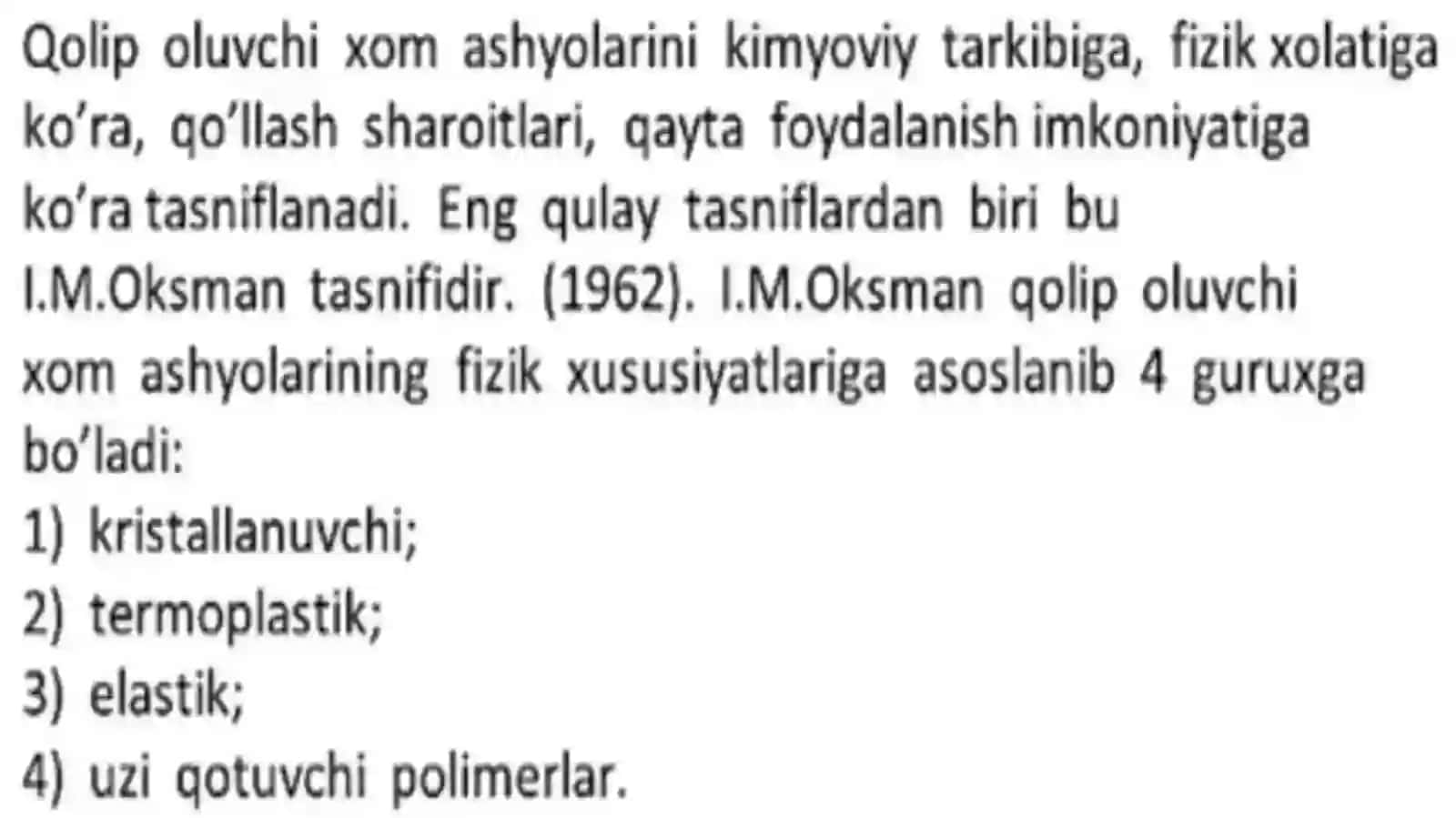 Qolip oluvchi xom ashyolar tasnifi 3
