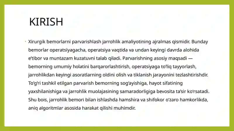 Xirurgik bemorlarni parvarishlash asoslari 3