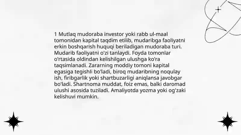 Mudoraba turlari 3
