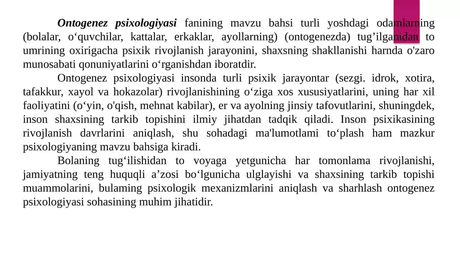 INSON PSIXOKASINI ONTOGENEZDA RIVOJLANISHI 3