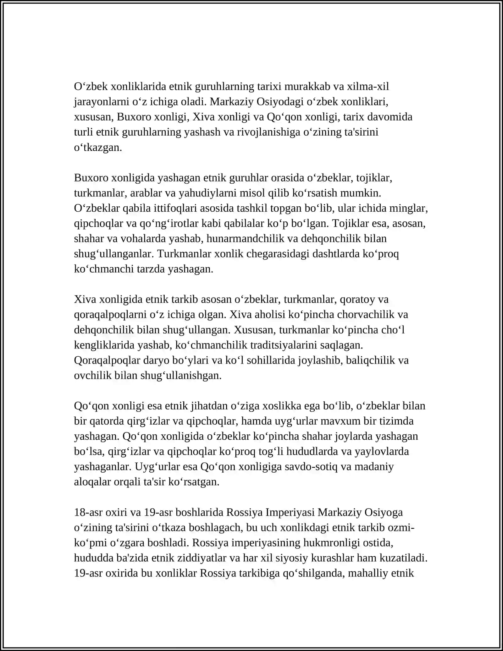 Oʼzbek Xonliklarida Etnik Qabilalarning Joylashuvi 3