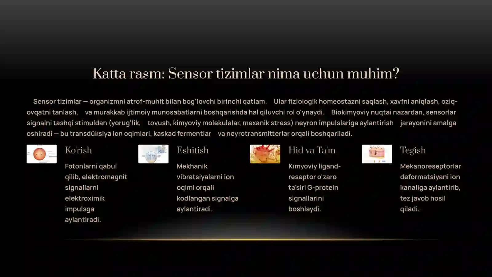 Sensor tizimlar faoliyatining biokimyoviy asoslari. 3